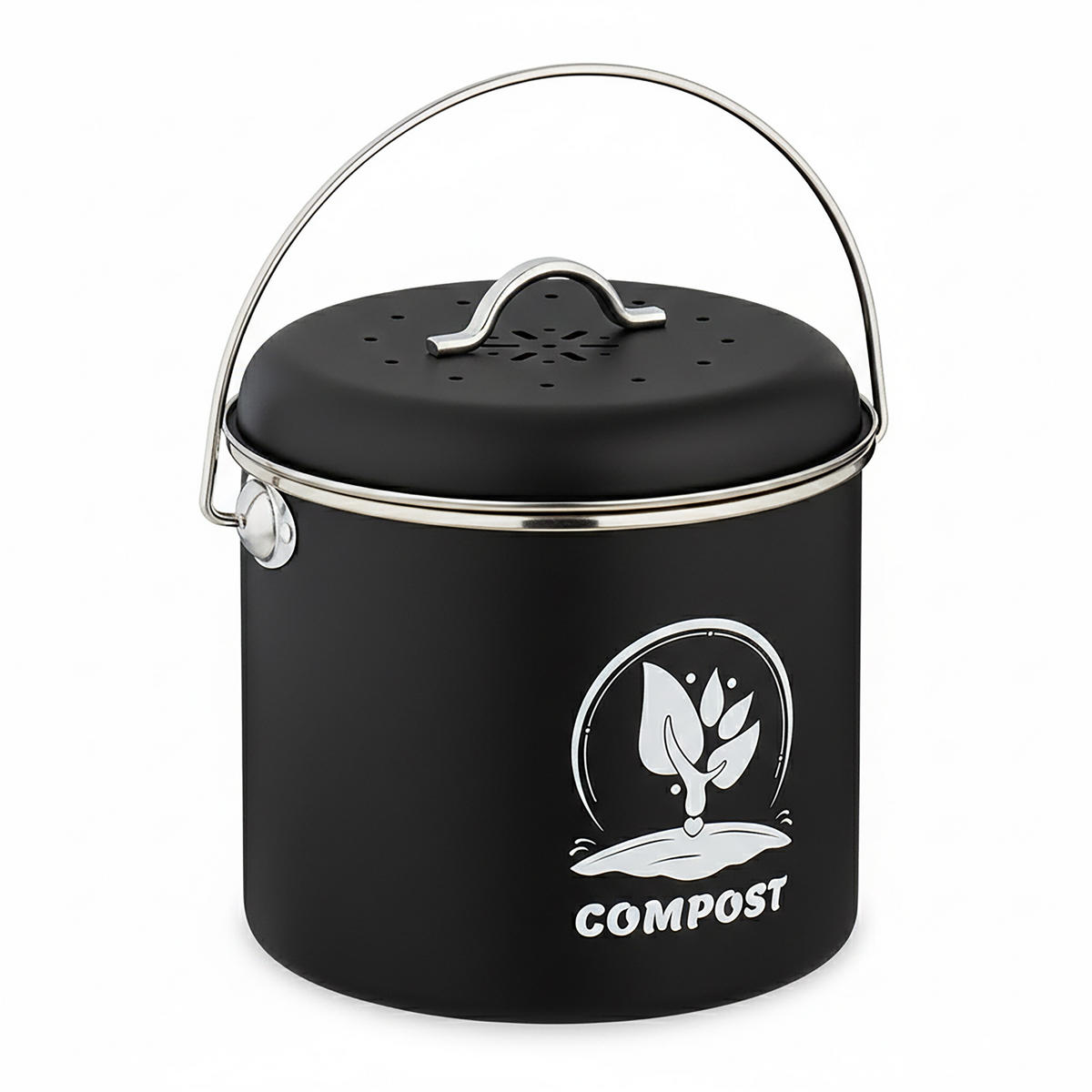 KUCHYNSKÝ kompostér - čierna, kov/textil (22/20/19cm) - Relaxdays