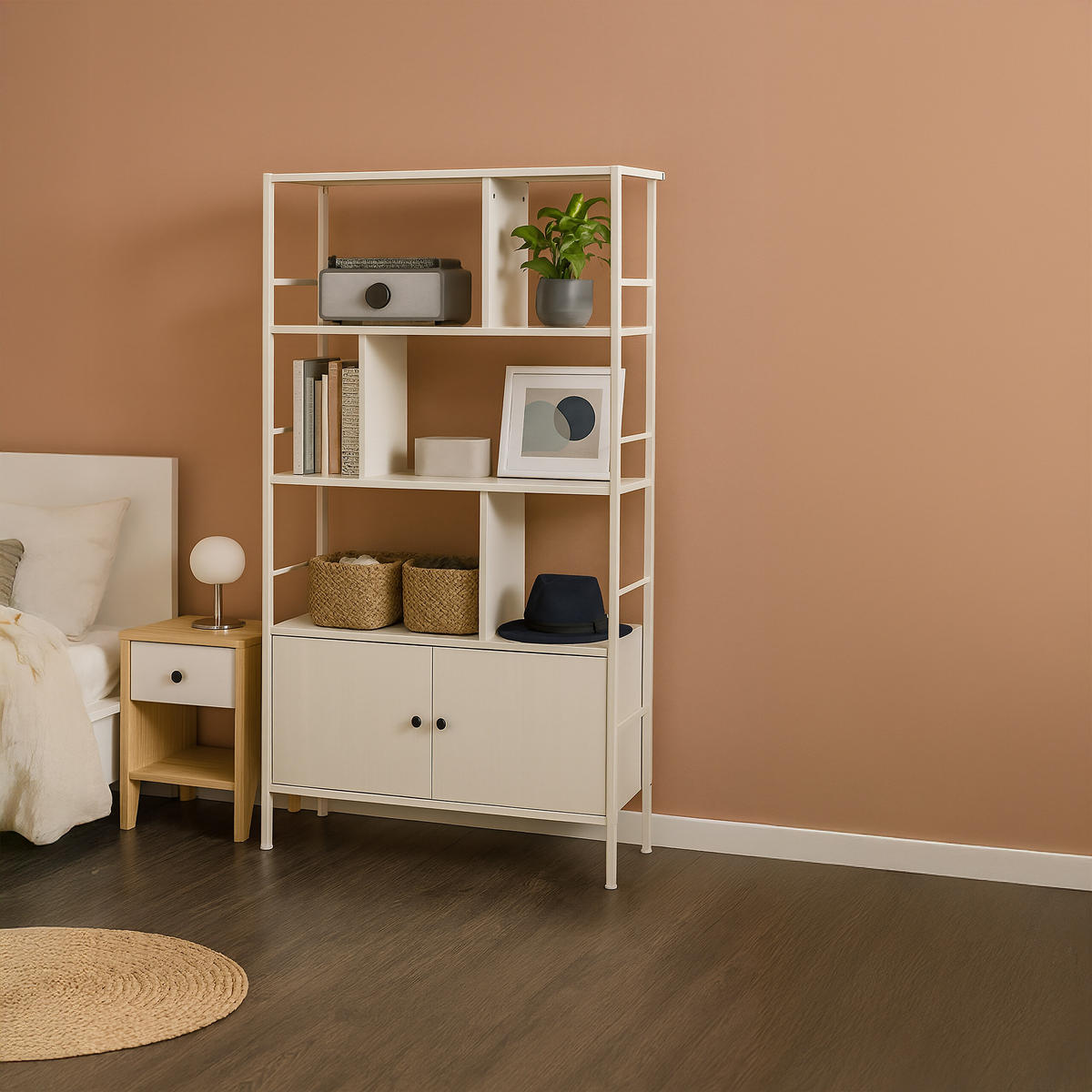 BÜCHERREGAL - Weiß, Holzwerkstoff/Metall (74/154.5/30cm) - Relaxdays