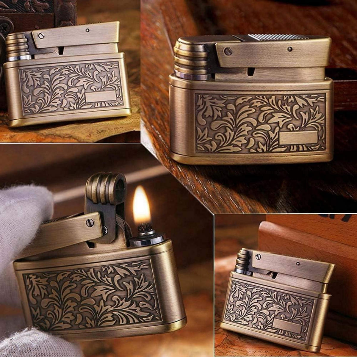 FEUERZEUG Vintage Kupfer Handgeschnitzt - Bronzefarben, Metall (1.2/3/6cm)