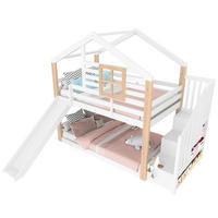 POSCHODOVÁ posteľ 90/200 cm biela so šmykľavkou, schodmi s úložným priestorom a z dreva - biela, drevo (90/200cm) - OKWISH