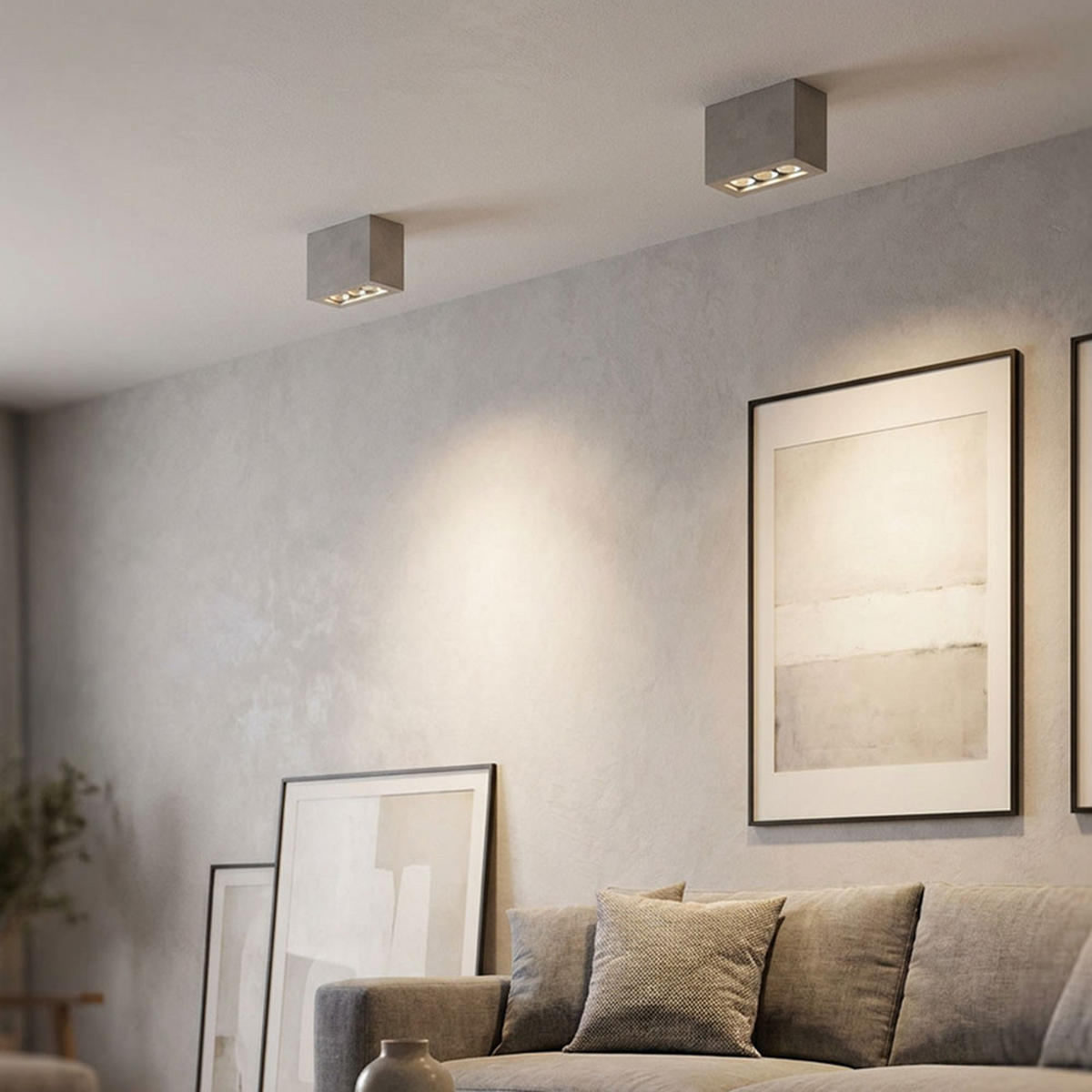 LED DECKENLEUCHTE TIMO Betonoptik Grau 2er Set - Grau, Metall (12.2/5.6/10cm) - Globo Lighting