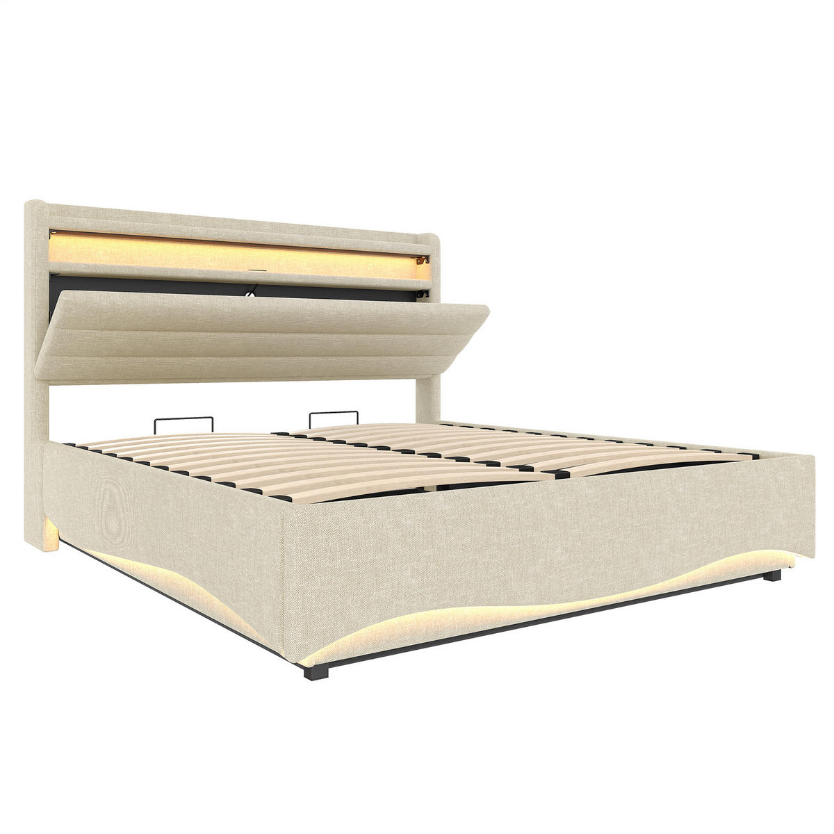 POLSTERBETT PANG-7T2W9K 140/200 cm Beige - Beige, Textil - PANGIVO