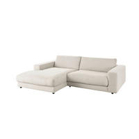 ECKSOFA MADELINE Hellgrau Cord - Hellgrau/Schwarz, Kunststoff/Textil (270/190cm) - KAWOLA