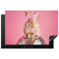 HERDABDECKPLATTE Schleife - Discoball - Kaninchen Ceranfeldabdeckung 80x52 cm - Pink, Kunststoff (80/52/0.2cm) - MuchoWow
