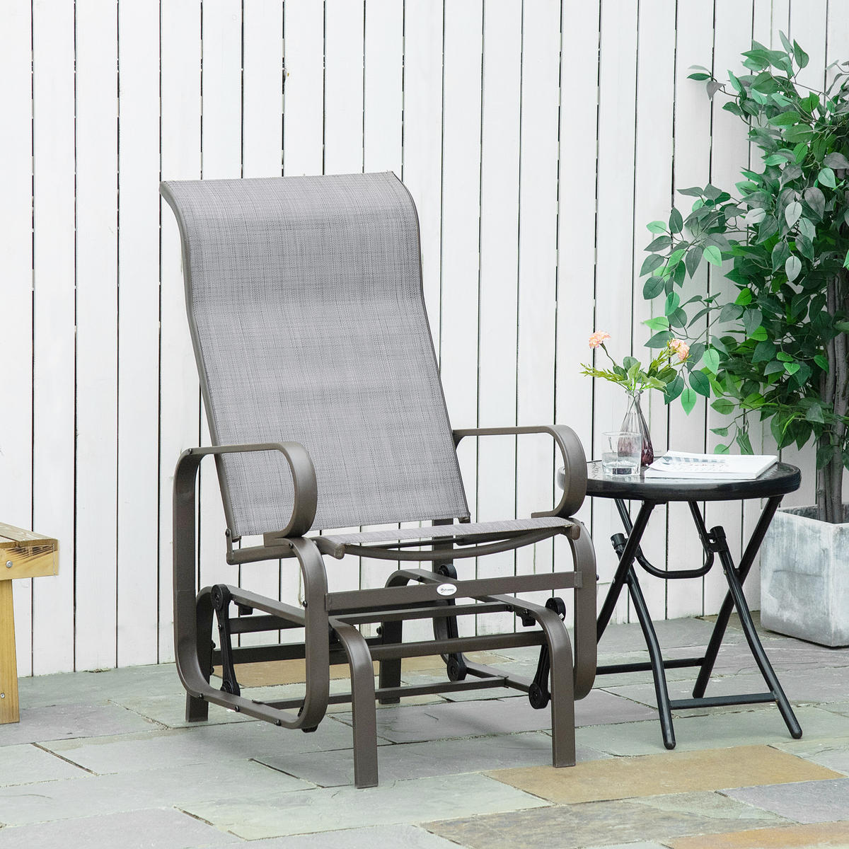 SCHAUKELSTUHL 60x75x104 cm Metall - Hellbraun, Metall (60/105/73cm) - LEBENLANG