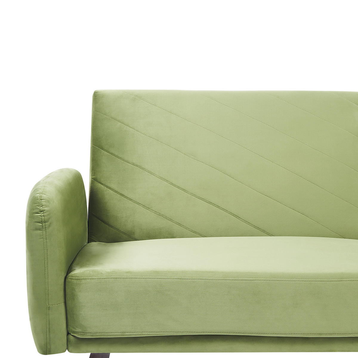 3-SITZER-SCHLAFSOFA Samtstoff Olivgrün Senja - Olivgrün, Textil (200/87/95cm) - Beliani