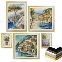WANDBILDER 5er Set - 50x50 cm & 20x30 cm & 40x60 cm Goldrahmen - Monochromatische Brückentürme - Goldfarben, Kunststoff (40/60cm) - ArtPrintCave