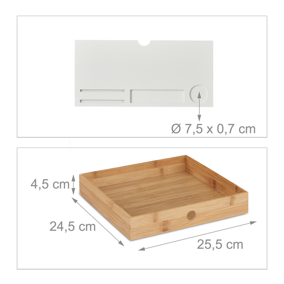 MONITORSTÄNDER Weiß Natur 2-Schubladen 12x56x27 cm - Multicolor, Holz/Holzwerkstoff (27/56/12cm) - Relaxdays