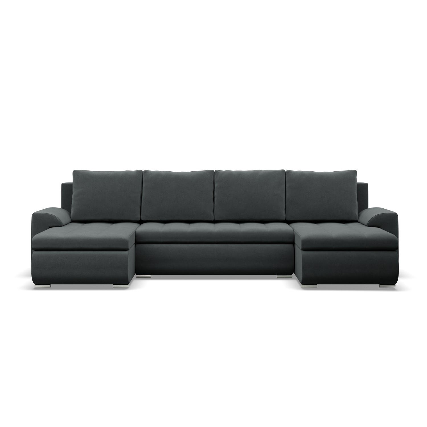 U-SOFA MIT SCHLAFFUNKTION FORESTA, Dunkelgrau - Dunkelgrau, Textil (302/89/159cm)