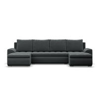 U-SOFA MIT SCHLAFFUNKTION FORESTA, Dunkelgrau - Dunkelgrau, Textil (302/89/159cm)