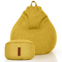 SITZSACK Indoor Set "Home Linen“+Hocker - Gelb, Textil (80/90/50cm) - Green Bean