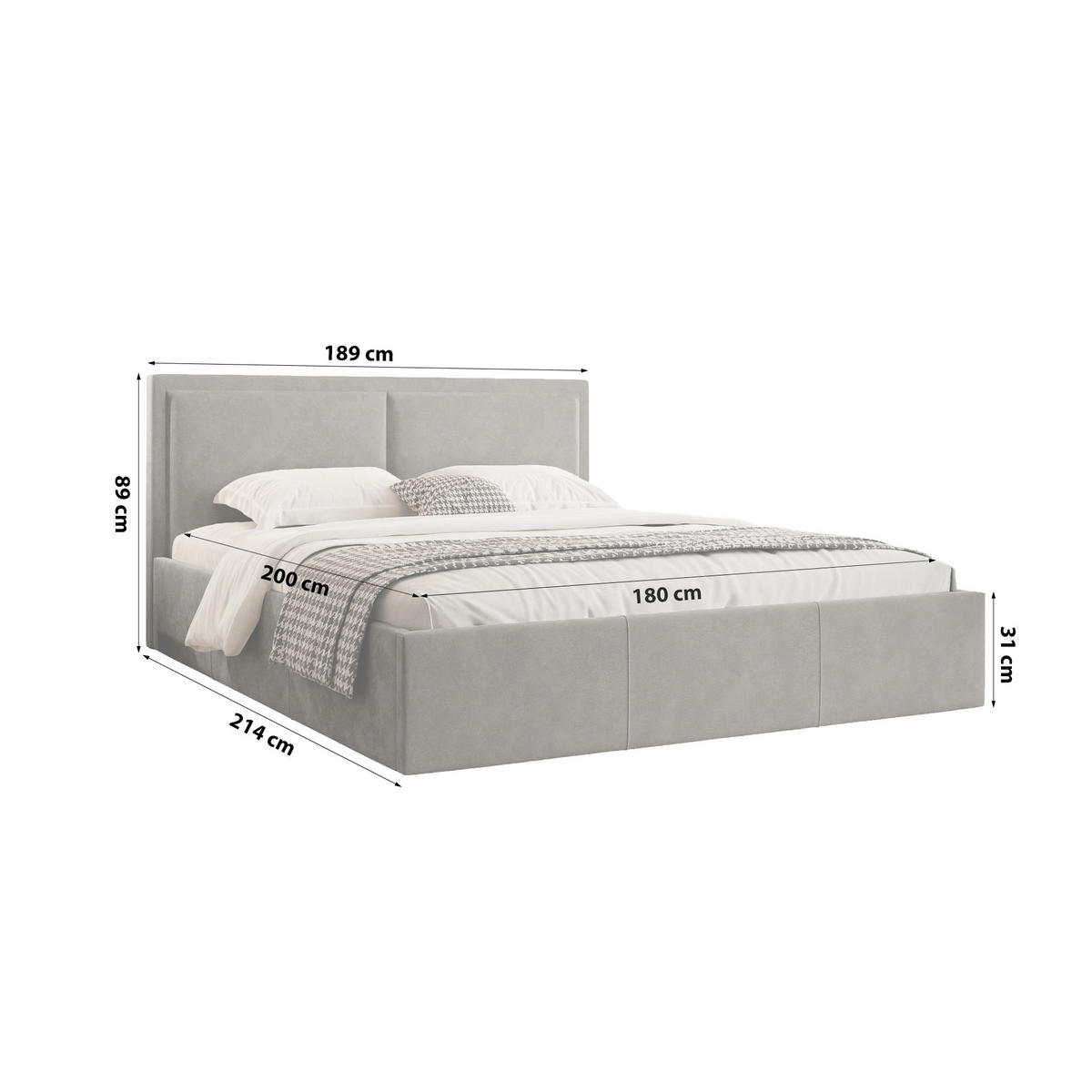 POLSTERBETT aus Polyester Osterne II 180x200 cm, Dunkelgrau - Dunkelgrau, Textil (180/200cm) - Fedve