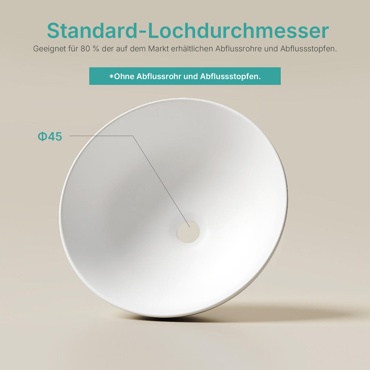 WASCHBECKEN Keramik Weiß Matt Ø41,5 / 15,5 cm - Weiß, Keramik (41.5/15.5/41.5cm) - EMKE