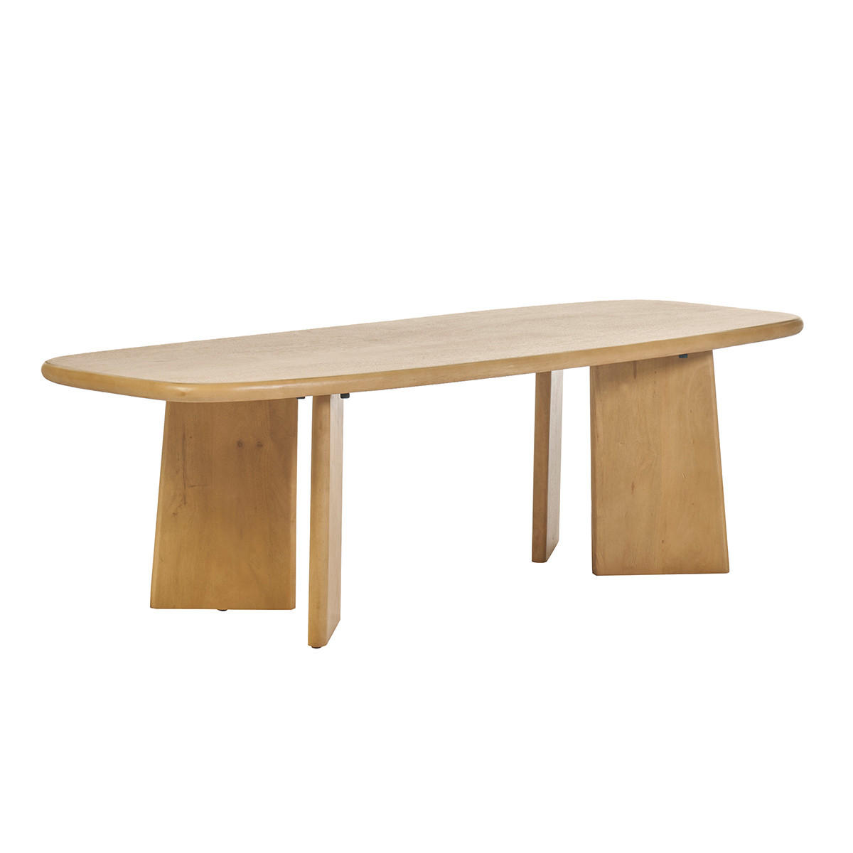 RECHTECKIGER Couchtisch Massivholz Mangoholz L120 cm SOTA - Eiche Bianco, Holz (120/45/35cm) - Miliboo