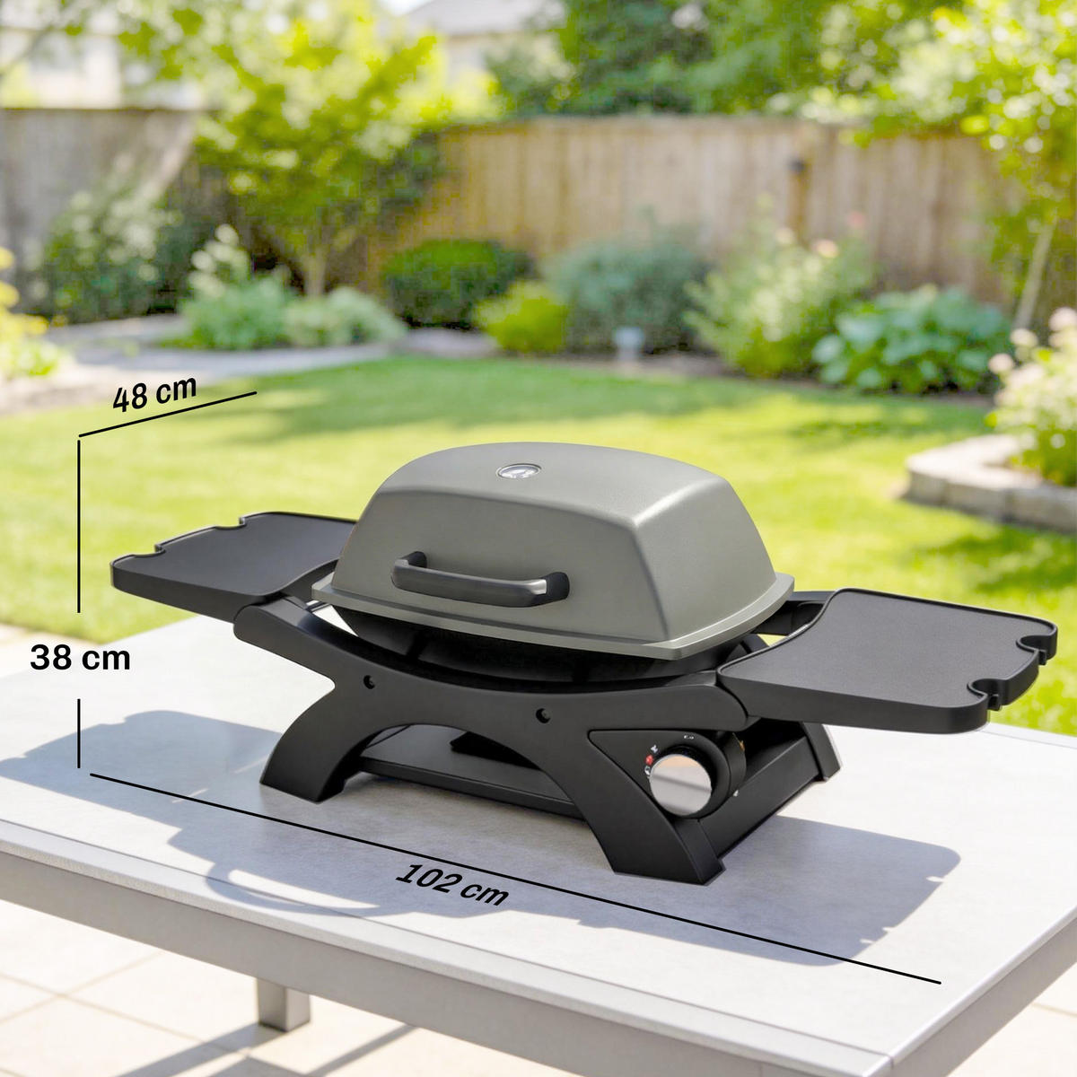 GASGRILL Stahl Schwarz - Schwarz, Kunststoff/Metall (48/38/102cm) - Outsunny