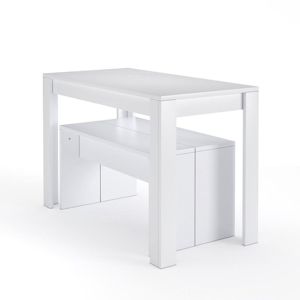 ESSGRUPPE 3-TLG. Platzsparend Spanplatte Weiß - Weiß, Holzwerkstoff (110/72/55cm) - Livingandhome