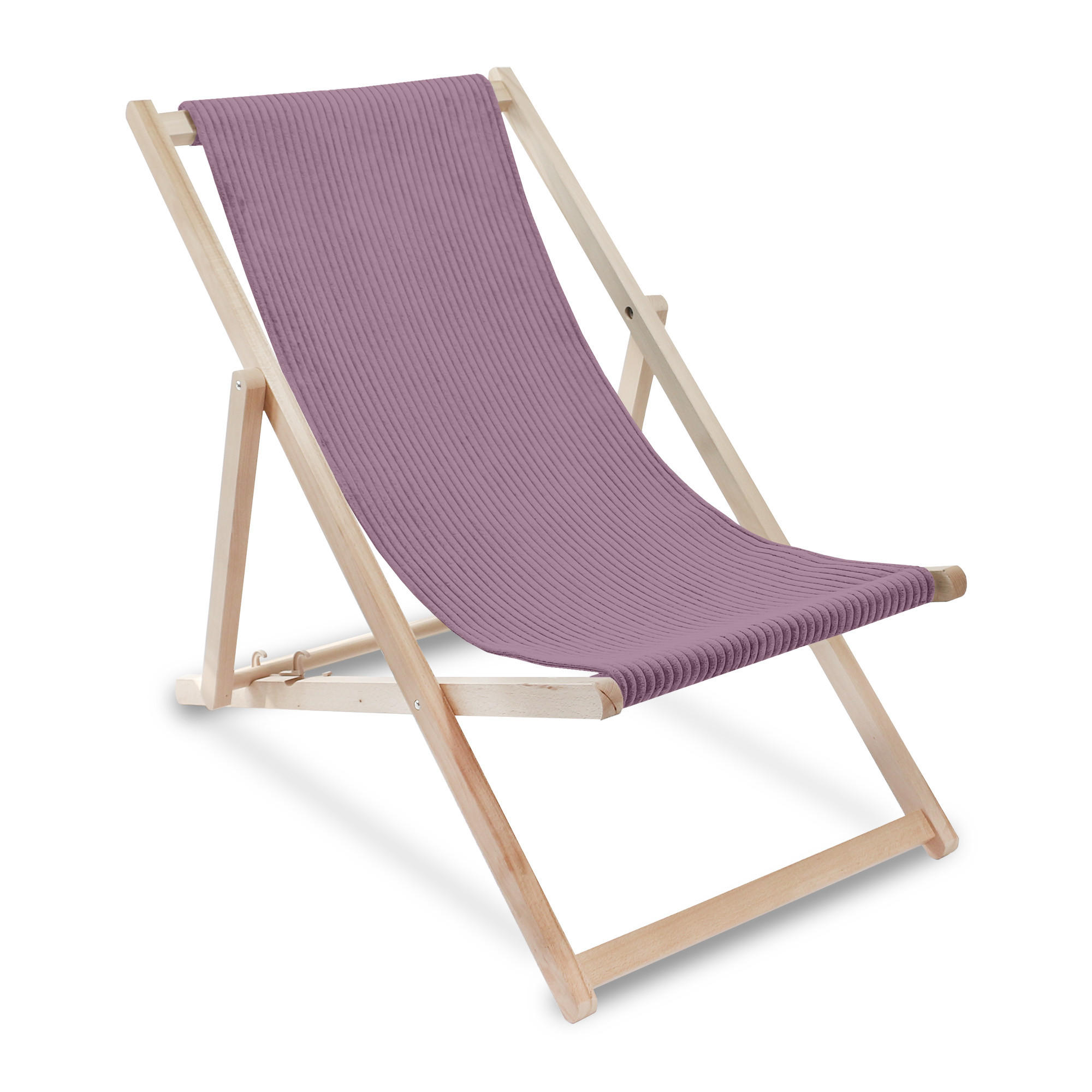 HOLZLIEGESTUHL klappbar Buchenholz Cord-Gewebe Plum Smoothie M - Violett, Holz/Textil (54/85/92cm) - Dreamroots