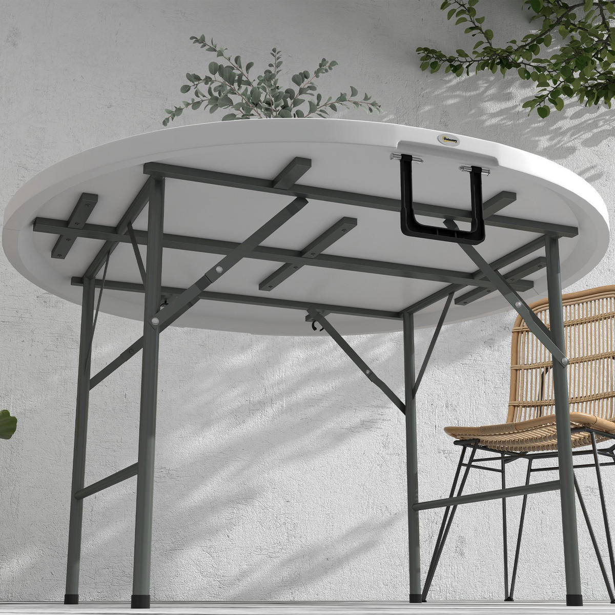 GARTENTISCH DE-14090 klappbar Ø122 cm für 6 Personen - Weiß, Kunststoff (122/122/73cm) - ComfortXL
