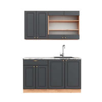 SINGLEKÜCHE Fame-Line Anthrazit Landhaus/Goldkraft Eiche 140 cm AP Marmor - Honigeiche/Anthrazit, Holzwerkstoff (140/81.6/60cm) - Vicco