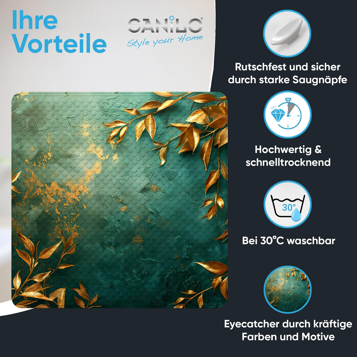 BADEMATTE Greego - Gelb, Kunststoff (53/53cm) - Sanilo