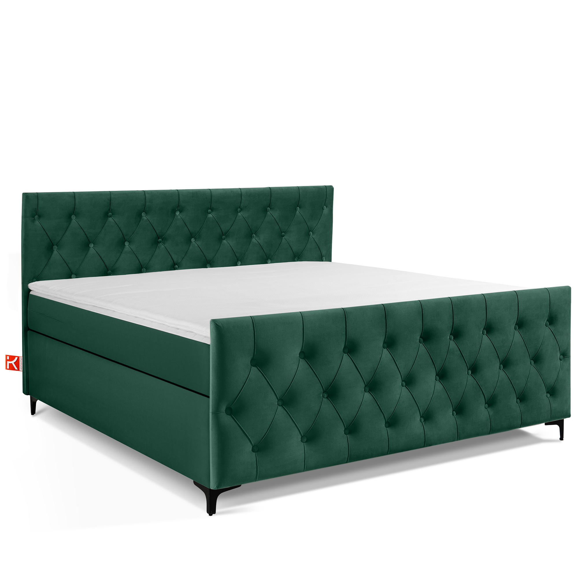 POLSTERBETT ARDEA, Dunkelgrün - Dunkelgrün/Schwarz, Holz/Holzwerkstoff (180/200cm) - KONSIMO®