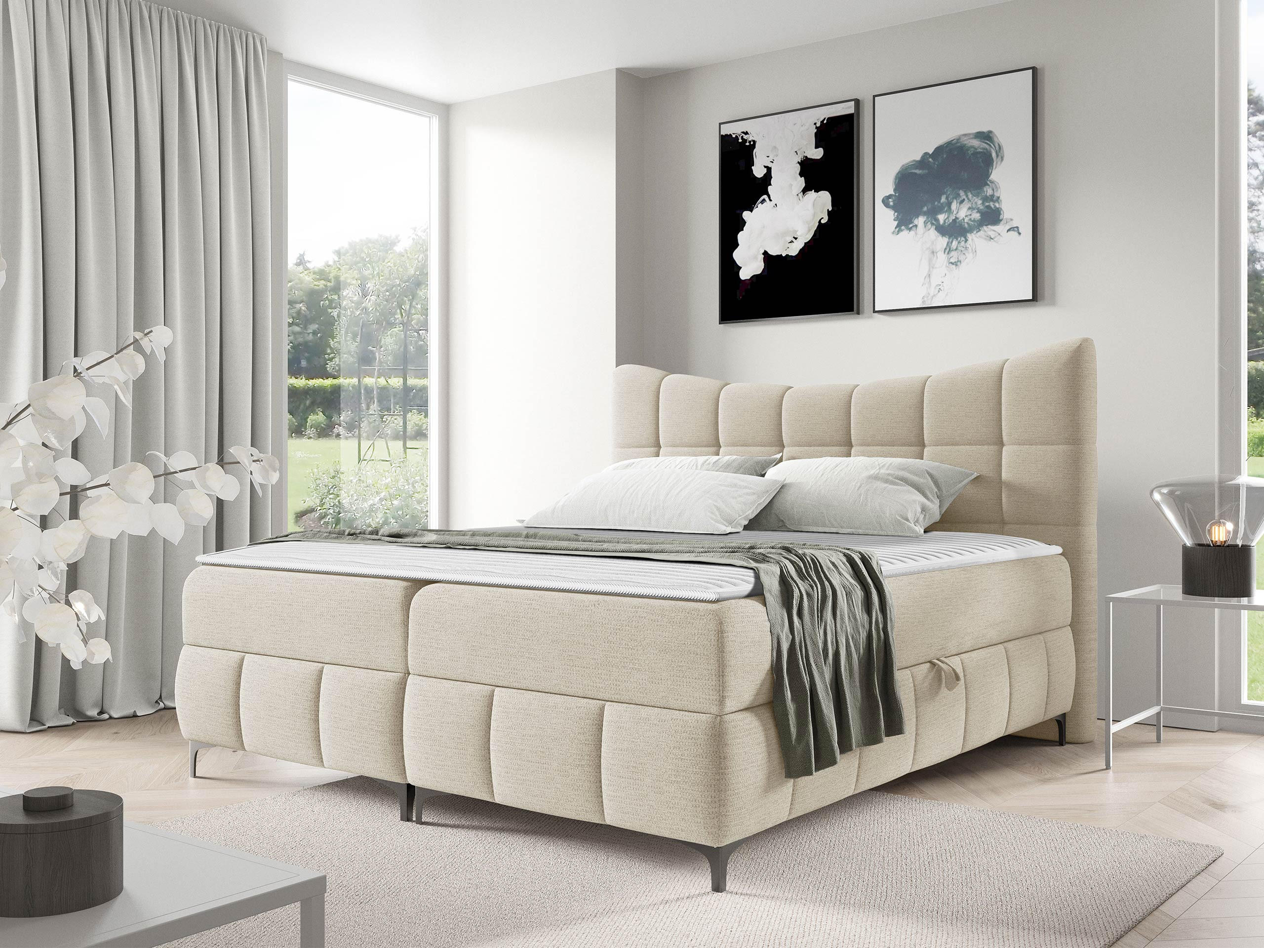 BOXBETT Nova - Schwarz/Naturfarben, Holz/Textil (120/200cm) - MIRJAN24