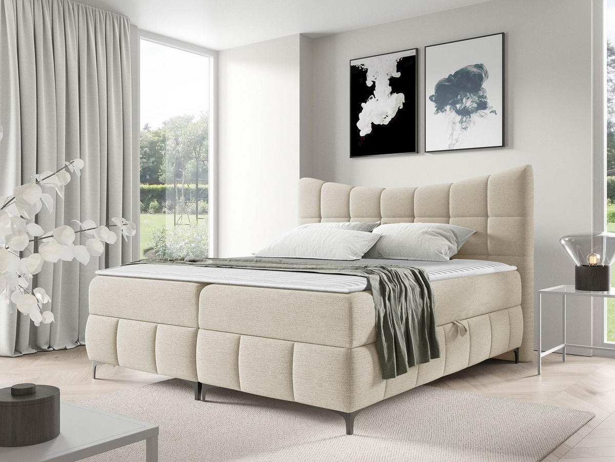 BOXBETT Nova - Schwarz/Naturfarben, Holz/Textil (140/200cm) - MIRJAN24