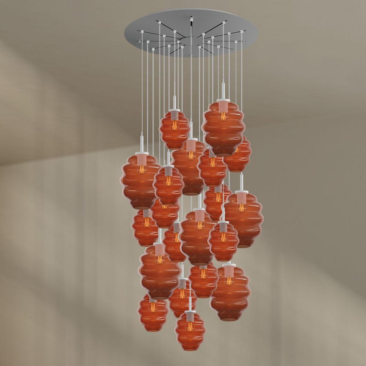 GALERIELEUCHTE Echos 20-flammig Mehrfarbig Ø 18/25cm - Multicolor/Weiß, Glas (18/18/20cm) - s.luce
