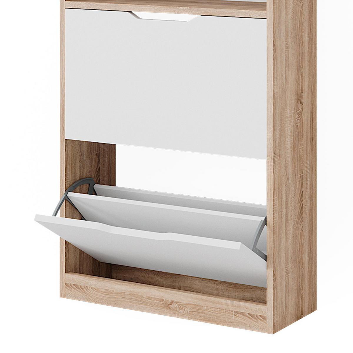 SCHUHKIPPER Luca Weiß/Sonoma 59 x 89.5 cm mit 2 Fächern - Sonoma Eiche, Holzwerkstoff (59/89.5/22cm) - Vicco