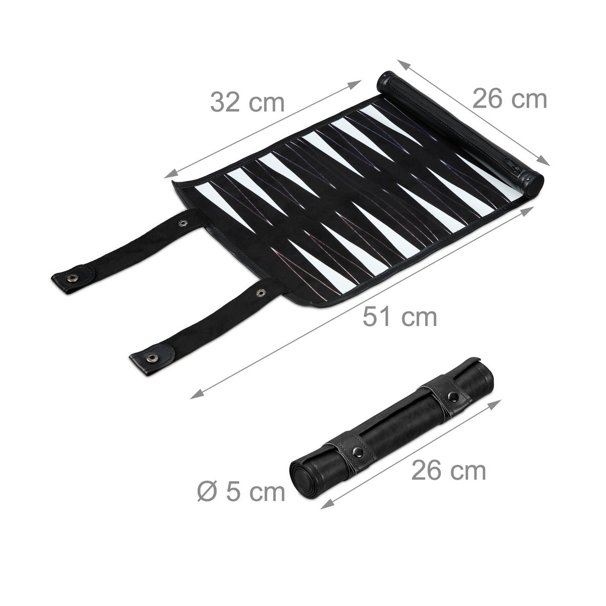 BACKGAMMON - Schwarz, Kunststoff/Metall (5/5cm) - Relaxdays