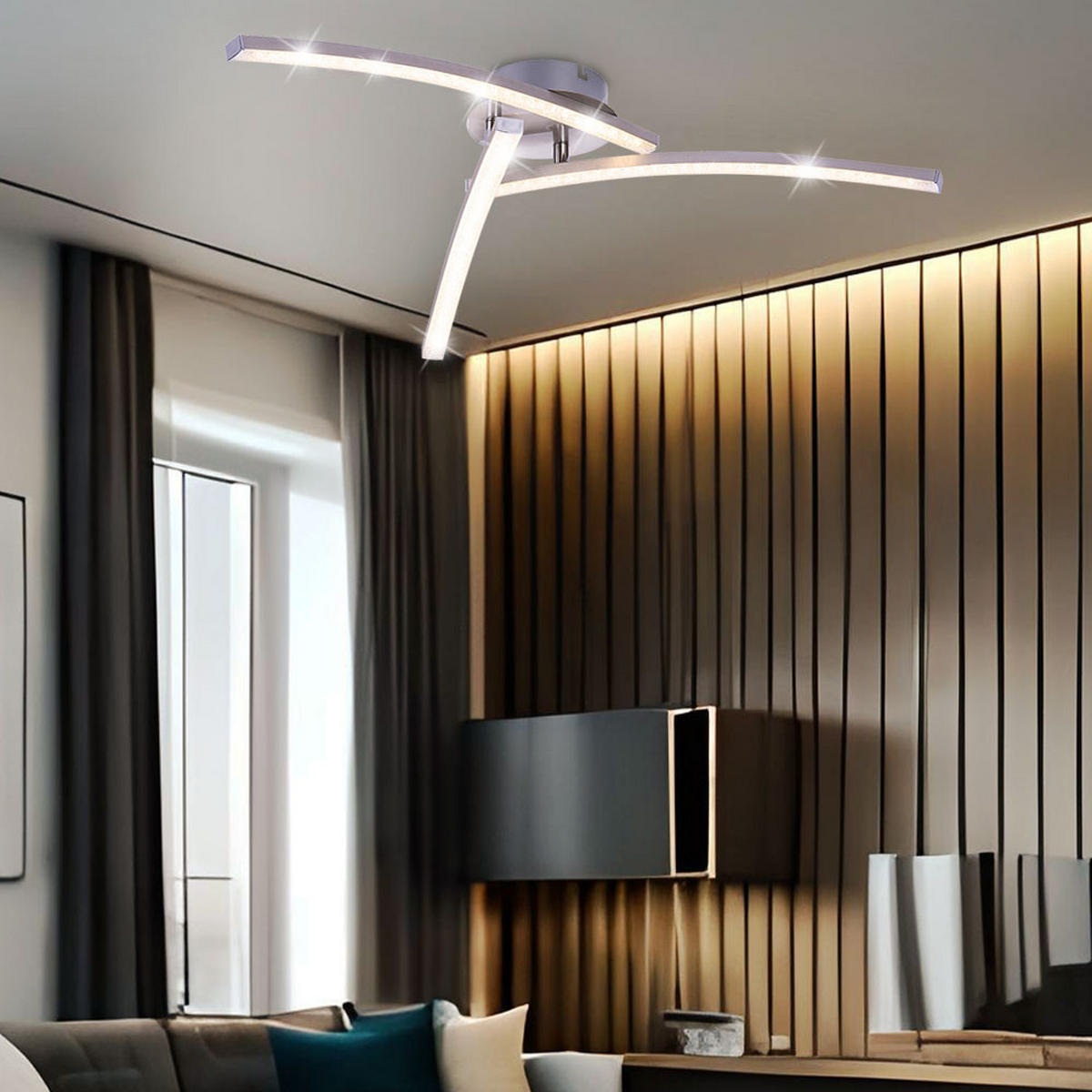 LED DECKENLEUCHTE Kristalloptik Silber - Silberfarben, Metall (60/60/12.5cm) - Globo Lighting