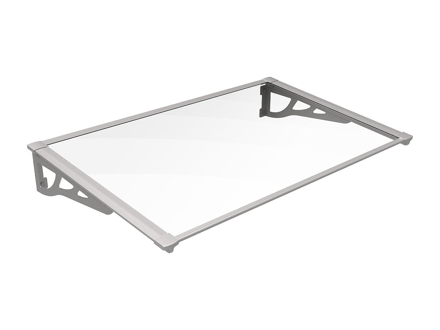 VORDACH - Aluminium - 120 x 90 cm - geneigt - Silberfarben - KEPLER - Grau, Kunststoff (120/22/90cm) - Vente-Unique