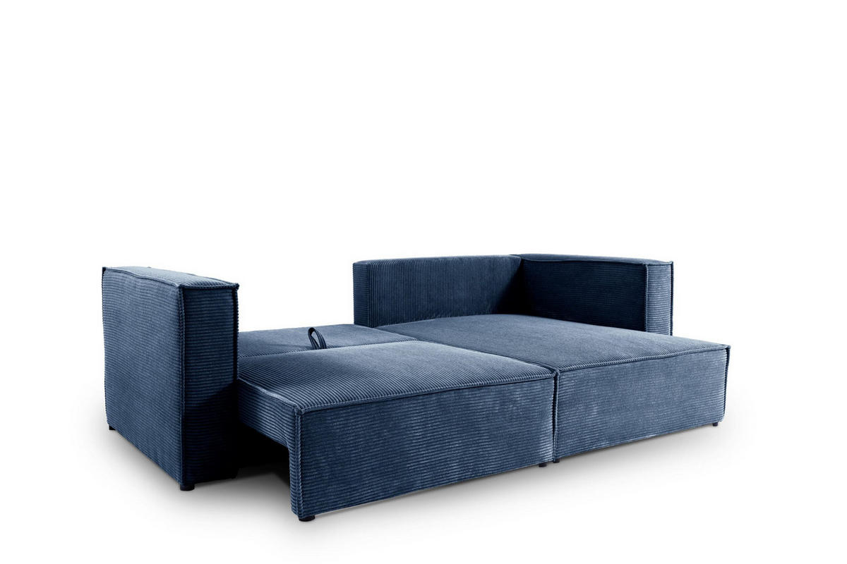 ECKSOFA mit Schlaffunktion Cord Blau - Blau, Textil (245/148cm) - Furnisell