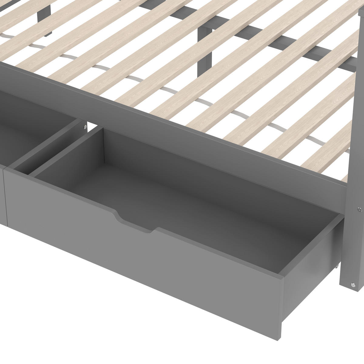 ETAGENBETT 90x200cm + 140x200cm Grau mit Schubladen Stauraum Rutsche - Grau, Holz (140/200cm) - FLIEKS