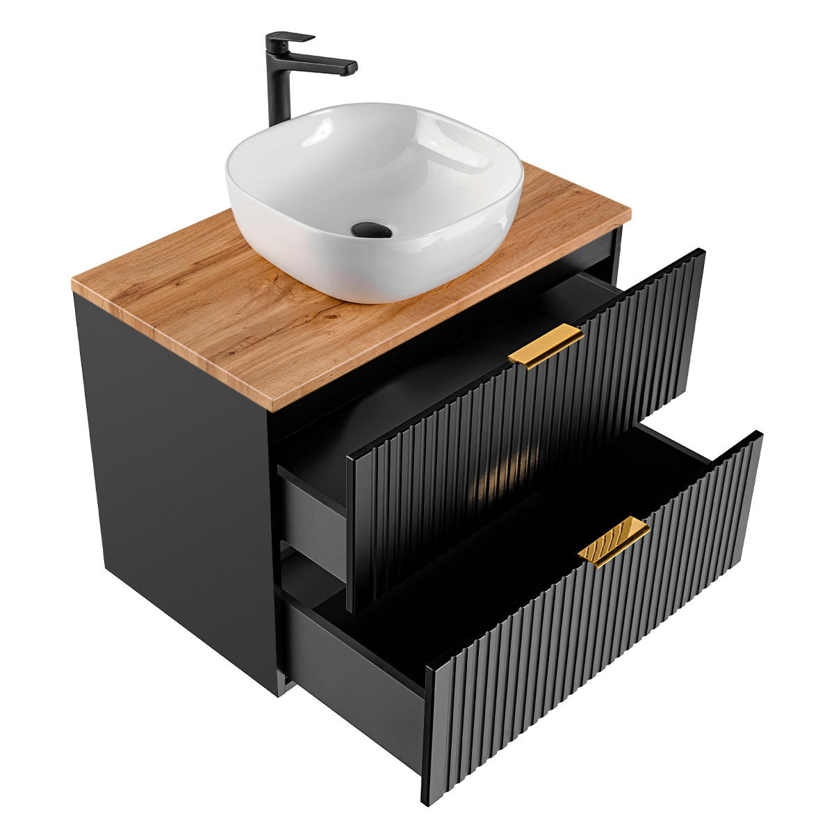 WASCHTISCH 80.6cm Adriel Schwarz - Schwarz, Holzwerkstoff (80.6/59/46cm) - Petits-meubles