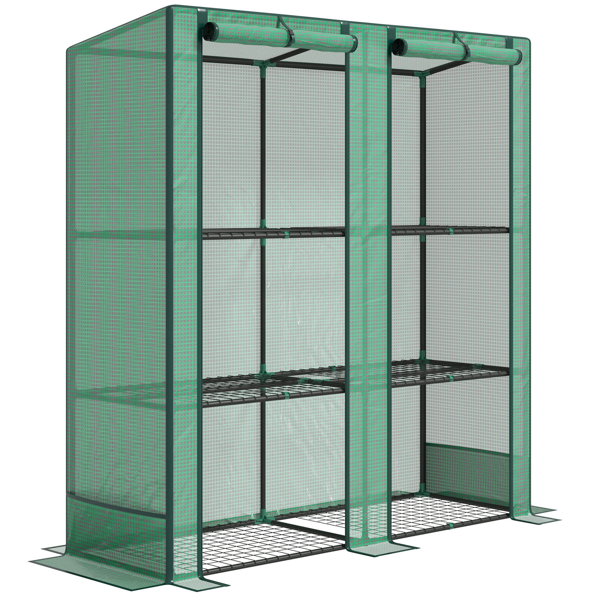 GEWÄCHSHAUS, 144L x 48B x 152H cm - Grün, Kunststoff/Metall (48/152/144cm) - Outsunny