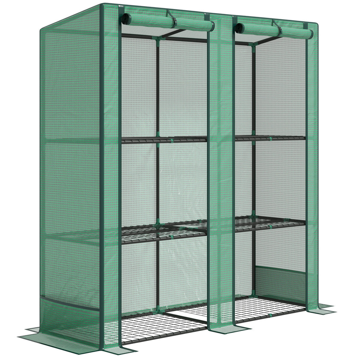 GEWÄCHSHAUS, 144L x 48B x 152H cm - Grün, Kunststoff/Metall (48/152/144cm) - Outsunny