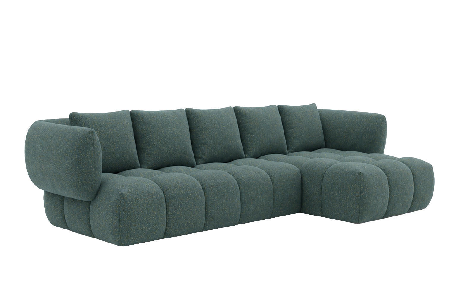 ECKSOFA L-Form, Chenillestoff Puente, Azurblau, Rechts, SEVIO L - Türkis, Holz (242/175cm) - Kaiser Möbel