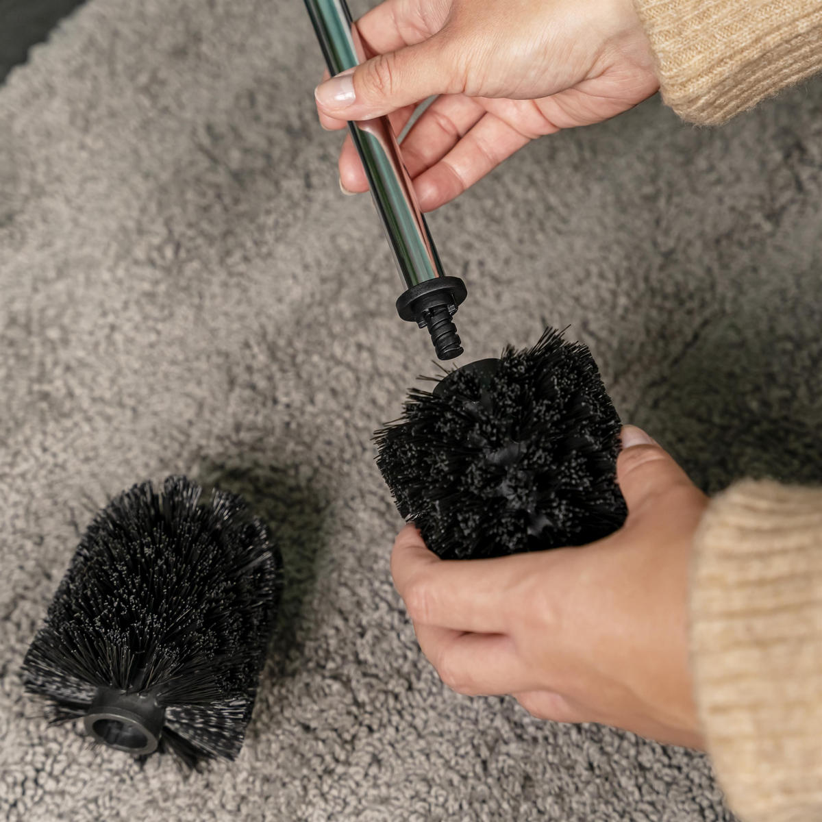 WC-BÜRSTENKOMBINATION, schwarz, Edelstahl - Schwarz, Metall (19/64/19cm) - bremermann