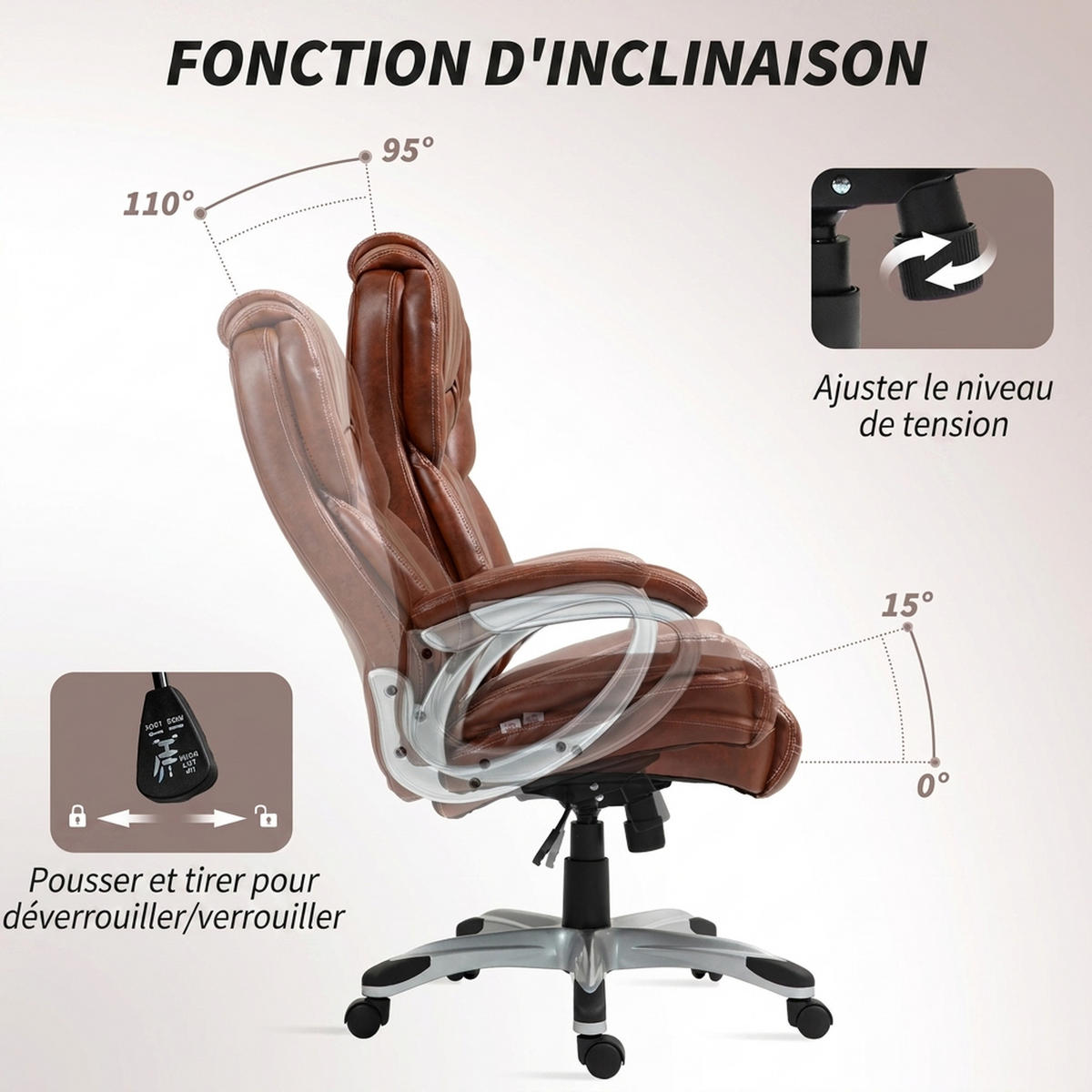 BÜROSTUHL Braun 66.0/75.5/124.5 cm - Braun, Textil (75.5/124.5/66cm)