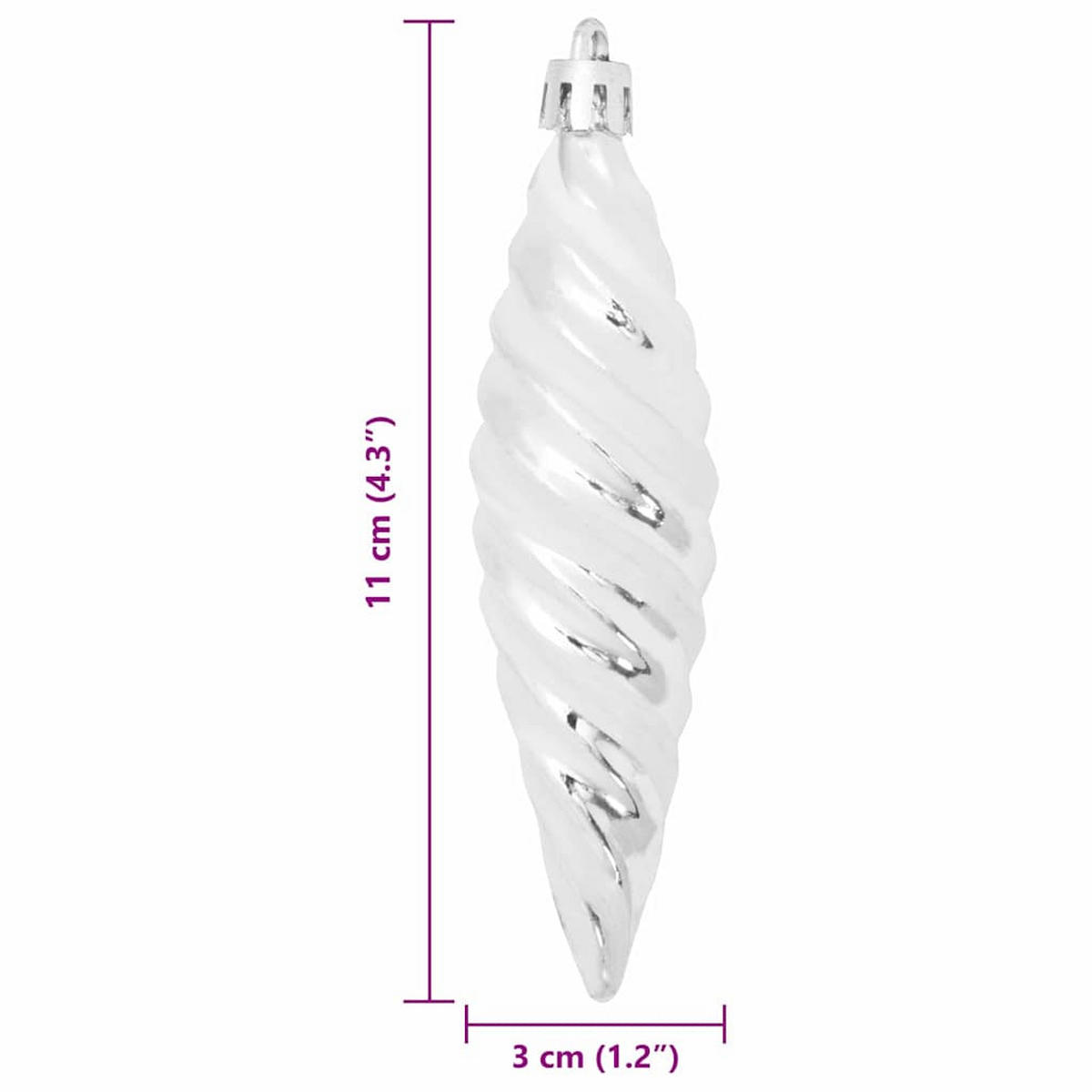 WEIHNACHTSKUGEL Spiralenform 40 -teilig 3/11 cm Silber Kunststoff - Silberfarben, Kunststoff (3/11/3cm) - vidaXL