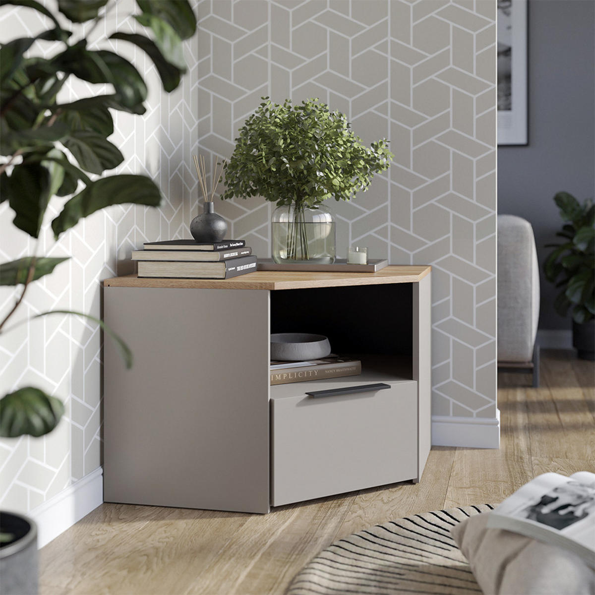 NÍZKÝ NÁBYTEK POD TELEVIZI Wido Greige - šedobéžová, kompozitní dřevo (68/50/68cm) - Vicco