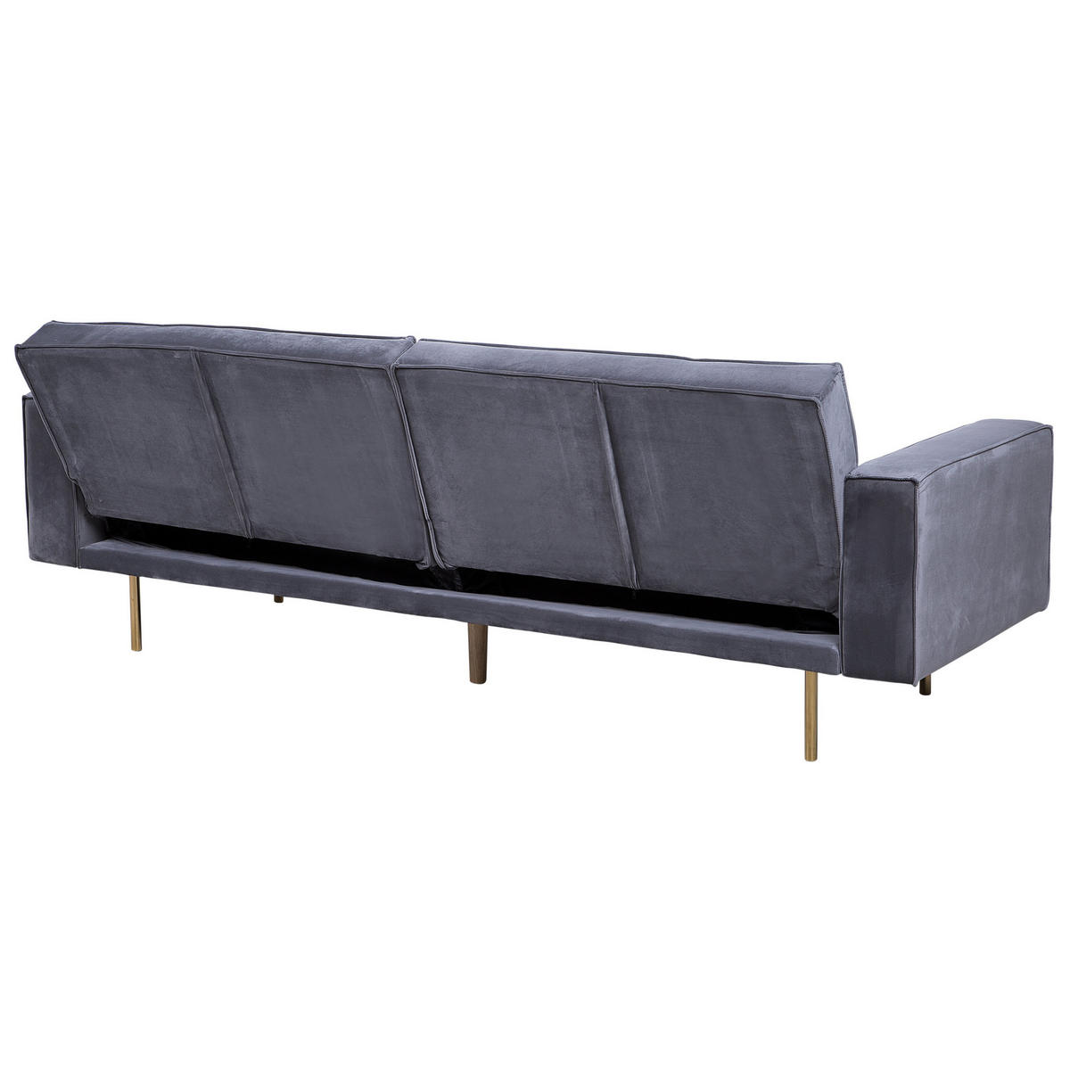 3-SITZER-SCHLAFSOFA Samtstoff Grau Visnes - Grau, Textil (218/80/81cm) - Beliani
