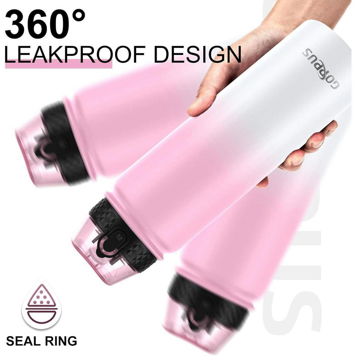 TRINKFLASCHE Edelstahl 1 Liter Rosa Weiß - Rosa, Metall (8/8cm)