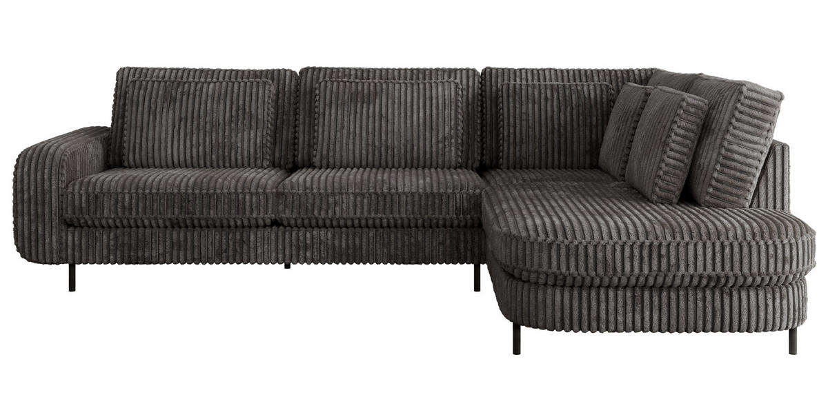 ROHOVÁ SEDAČKA CALENO L - Šedá Manšestr - Levá Strana - šedá/černá, kov/textil (317/225cm) - MKS