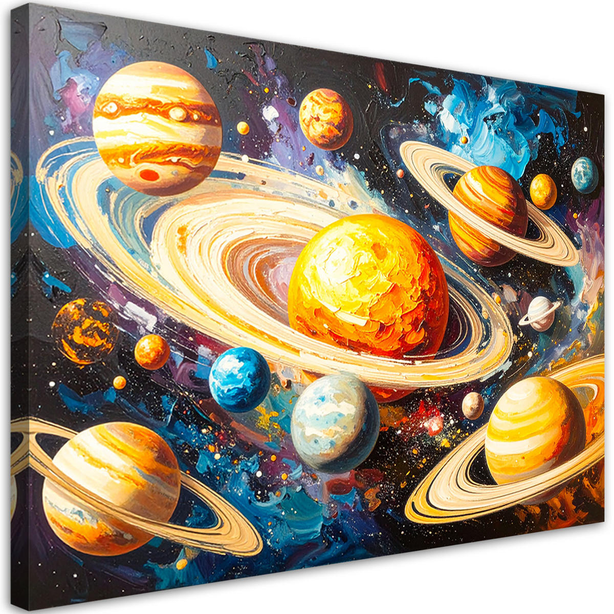 LEINWANDBILD Kosmos Planeten Abstrakt 120x80cm - Multicolor, Textil (120/80cm) - Feeby