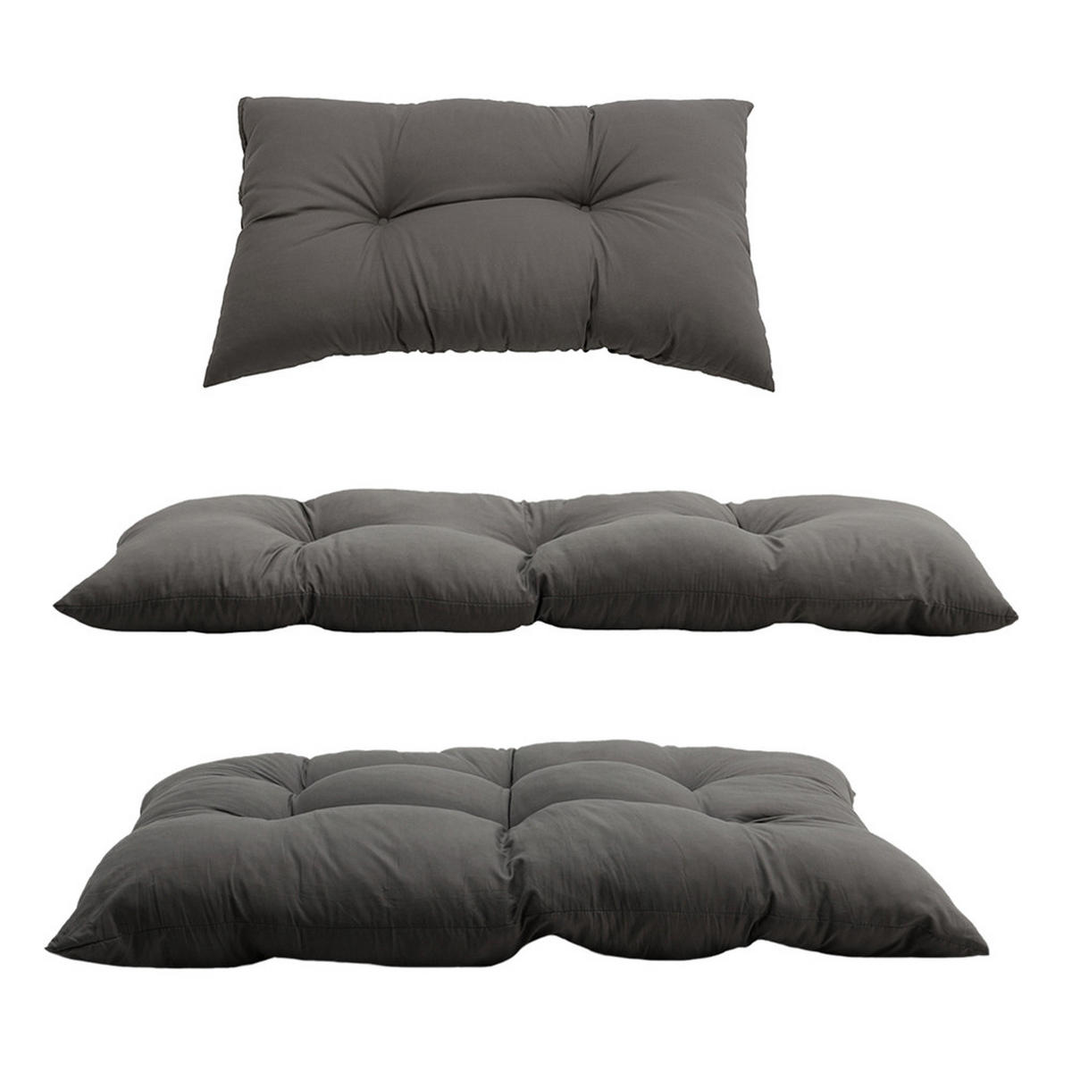 BANKKISSEN aus Polyester Dunkelgraues rechteckiges gestepptes Vielseitig einsetzbar 120 cm B x 80 cm - Dunkelgrau, Textil (80/120cm) - Livingandhome