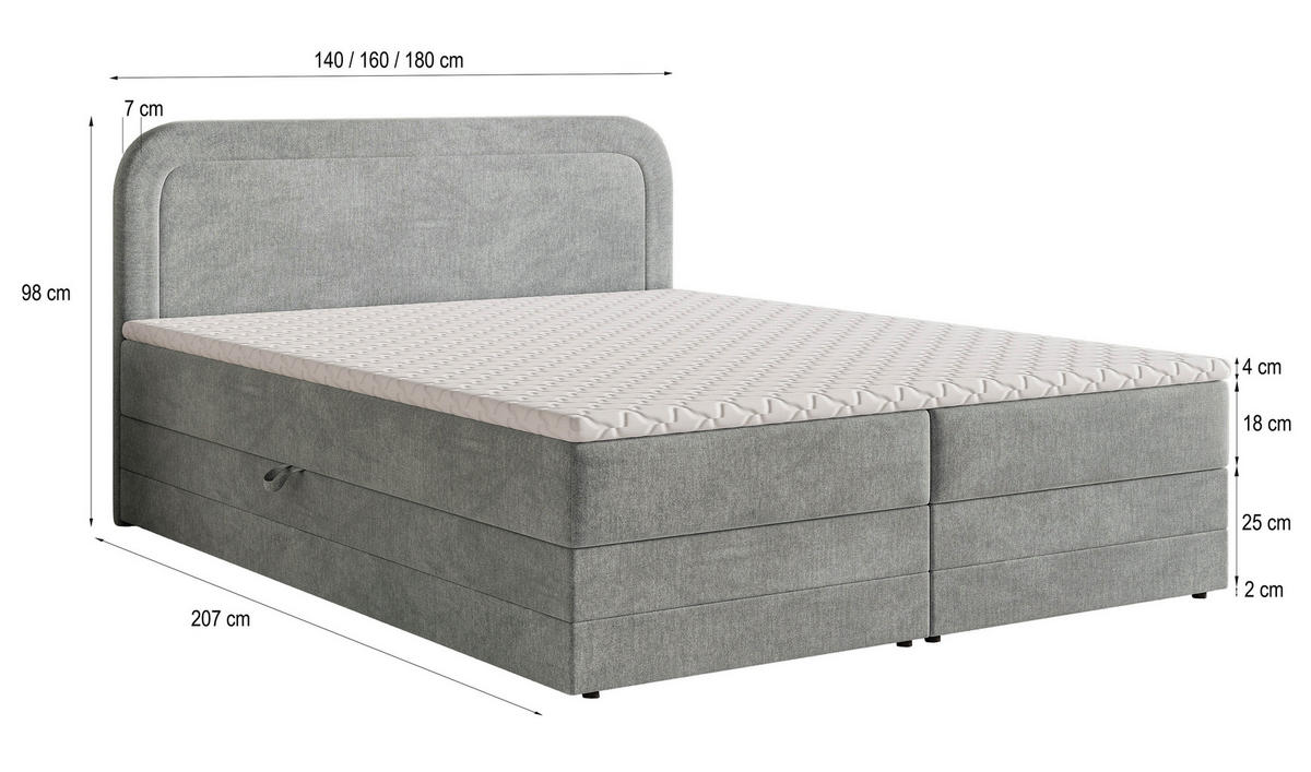 BOXBETT ARMEL 140x200 cm mit Matratze und Topper - Lila - Lila, Holz (140/200cm) - MASSENO