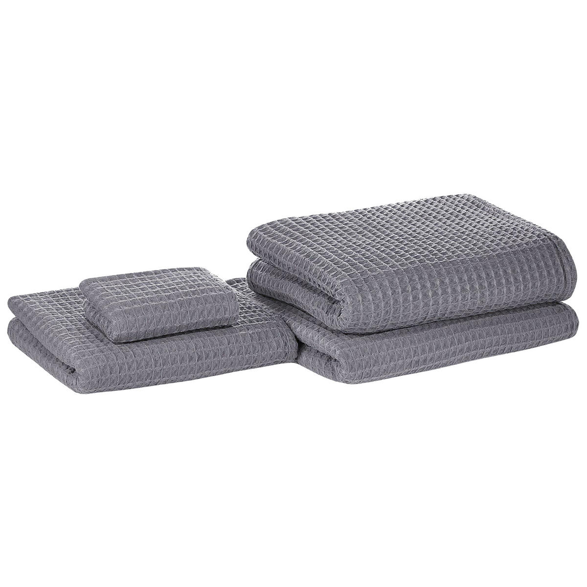 BADEHANDTUCH 4-teilig Grau Areora - Grau, Textil (100/150cm) - Beliani