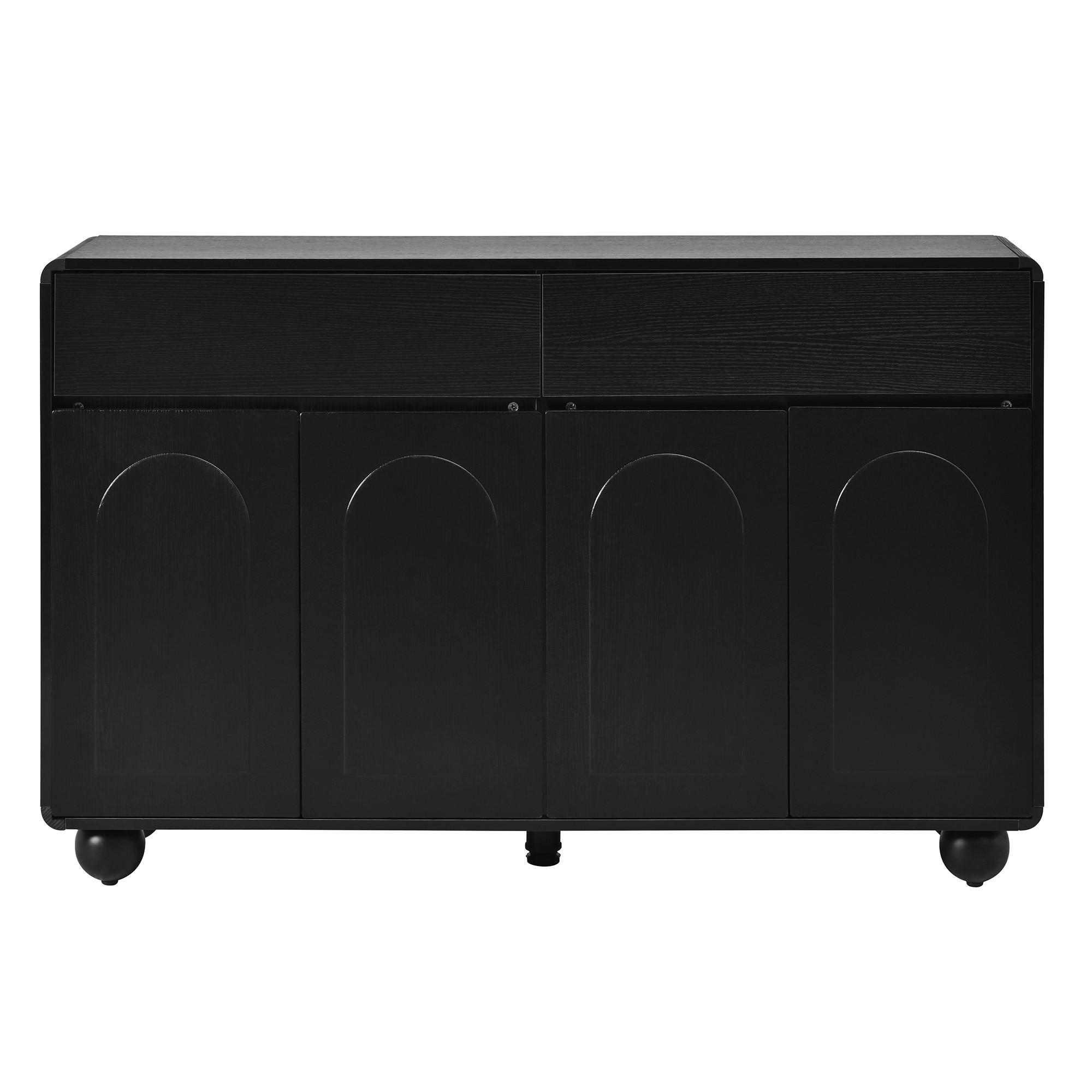 SIDEBOARD Schwarz 140/38/89 cm 4 Türen 2 Schubladen - Schwarz, Holzwerkstoff (140/89/38cm) - PANGIVO